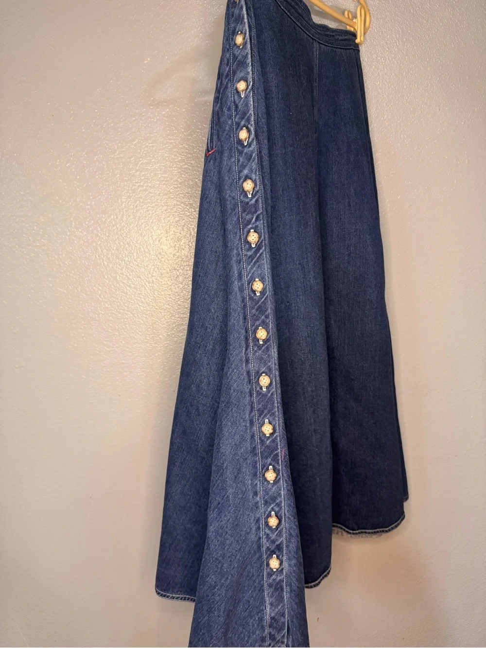 JGHOOk Vintage Dark Blue Denim Maxi Skirt
